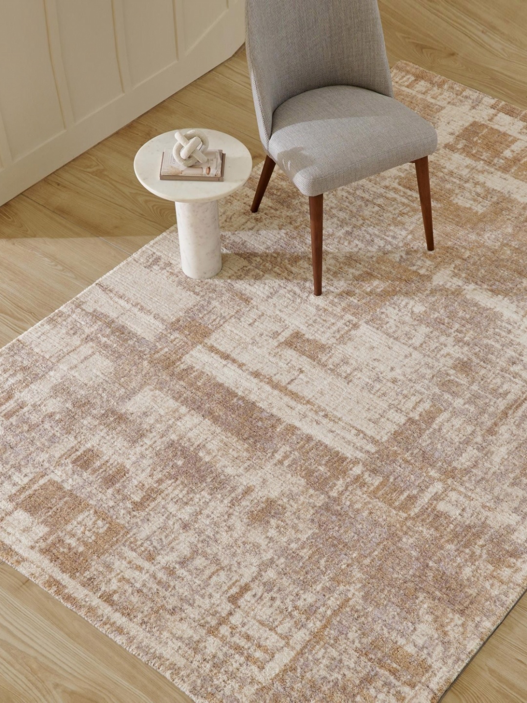 

Home Centre Paradis Rafael Melange Beige Abstract Printed Anti-Skid Carpet
