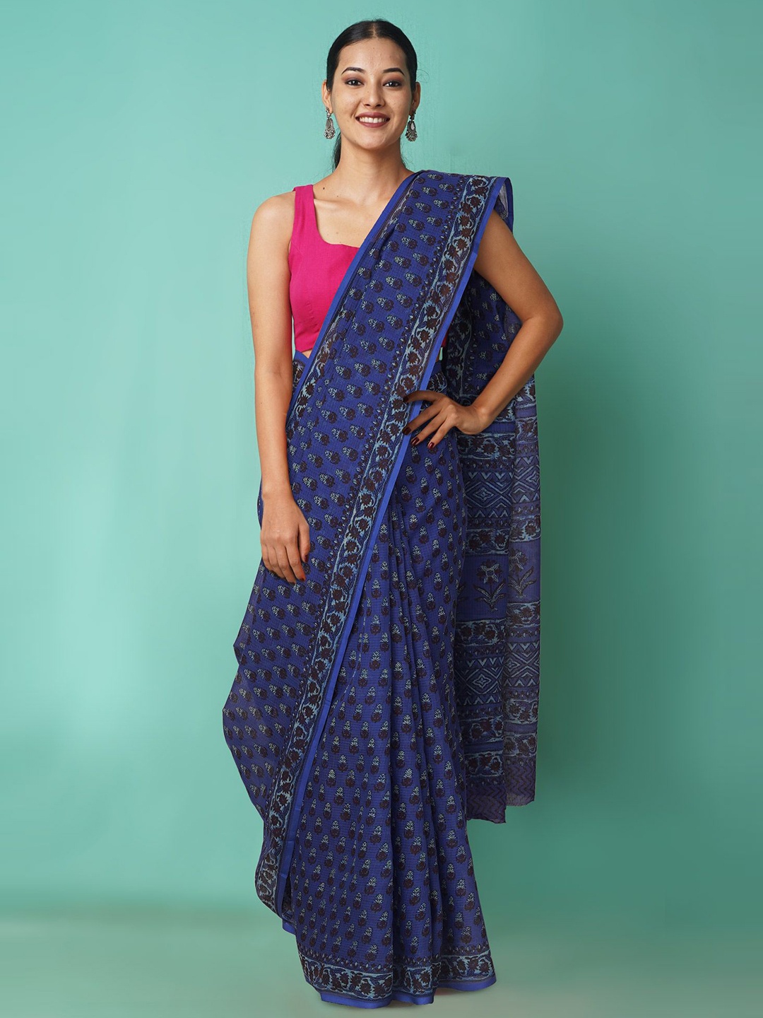 

Unnati Silks Floral Printed Kota Saree, Blue