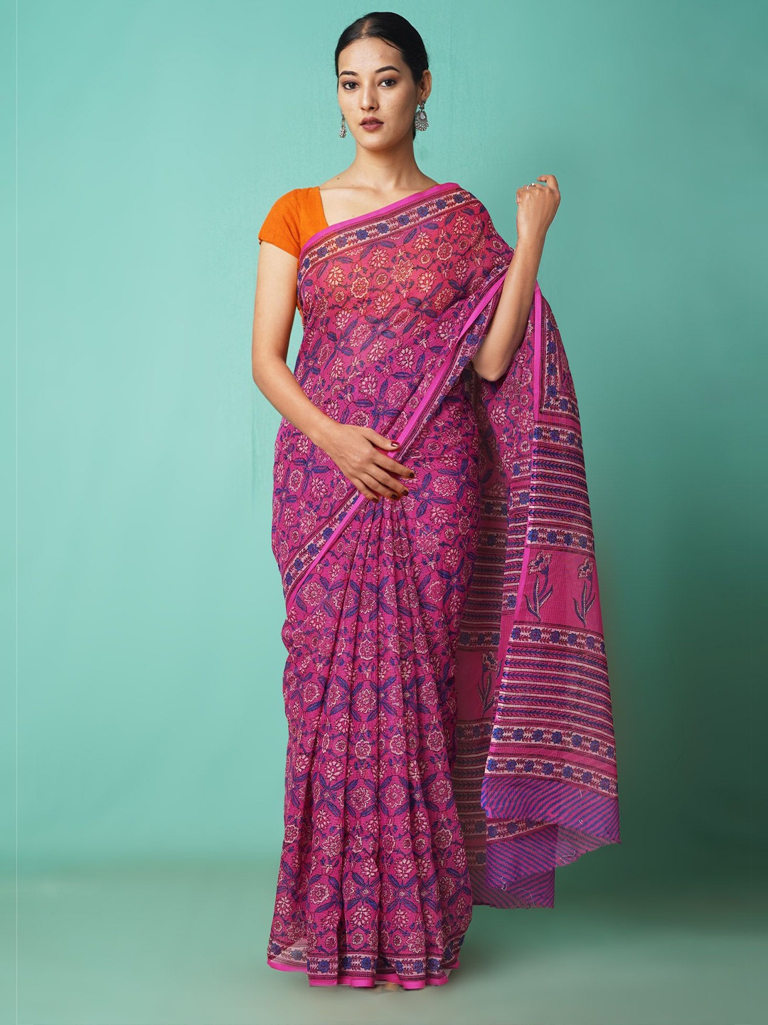 

Unnati Silks Floral Printed Kota Saree, Pink