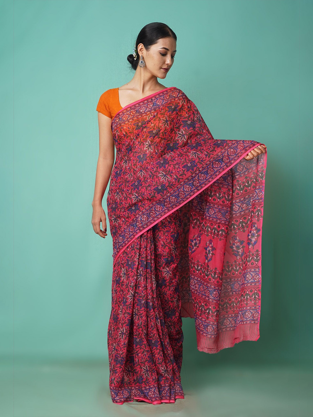 

Unnati Silks Floral Printed Kota Saree, Pink