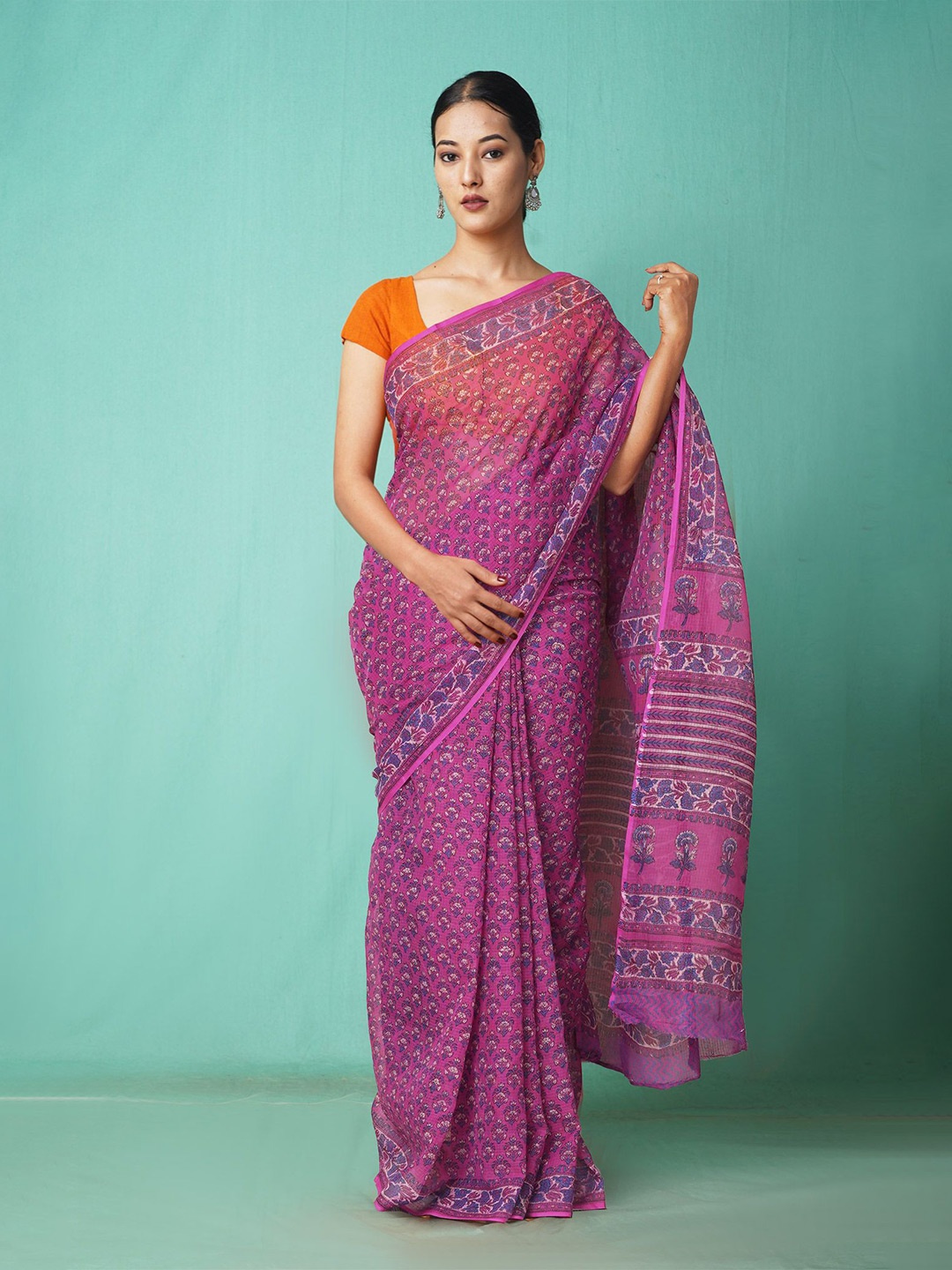 

Unnati Silks Floral Net Handloom Kota Saree, Pink