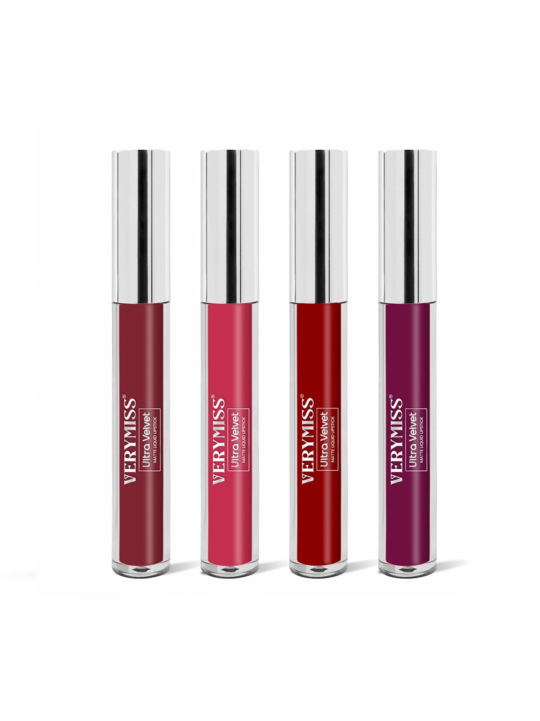 

VERYMISS Set Of 4 Long Stay Velvet Matte - Non Transfer Lip Color Combo - 3 - 2.6 ml Each, Maroon