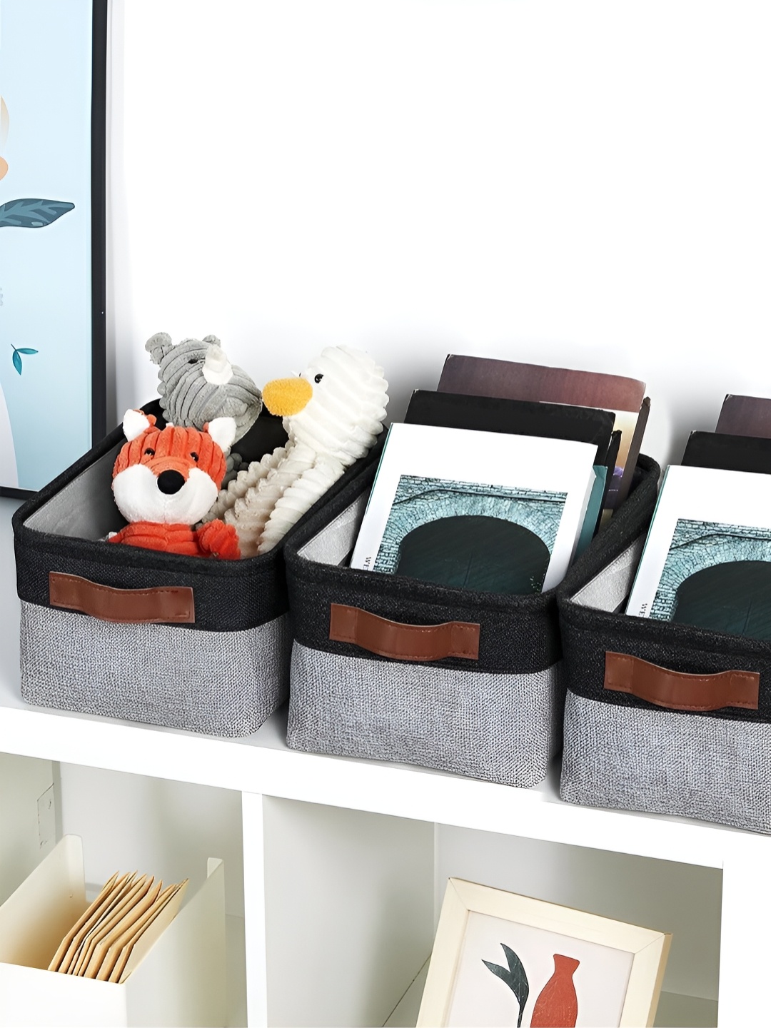 

TIED RIBBONS Black Set of 3 Regular Drawer Organiser Organisers