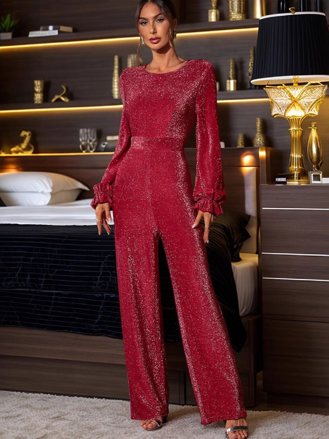 

StyleCast Embellished Basic Jumpsuit, Maroon