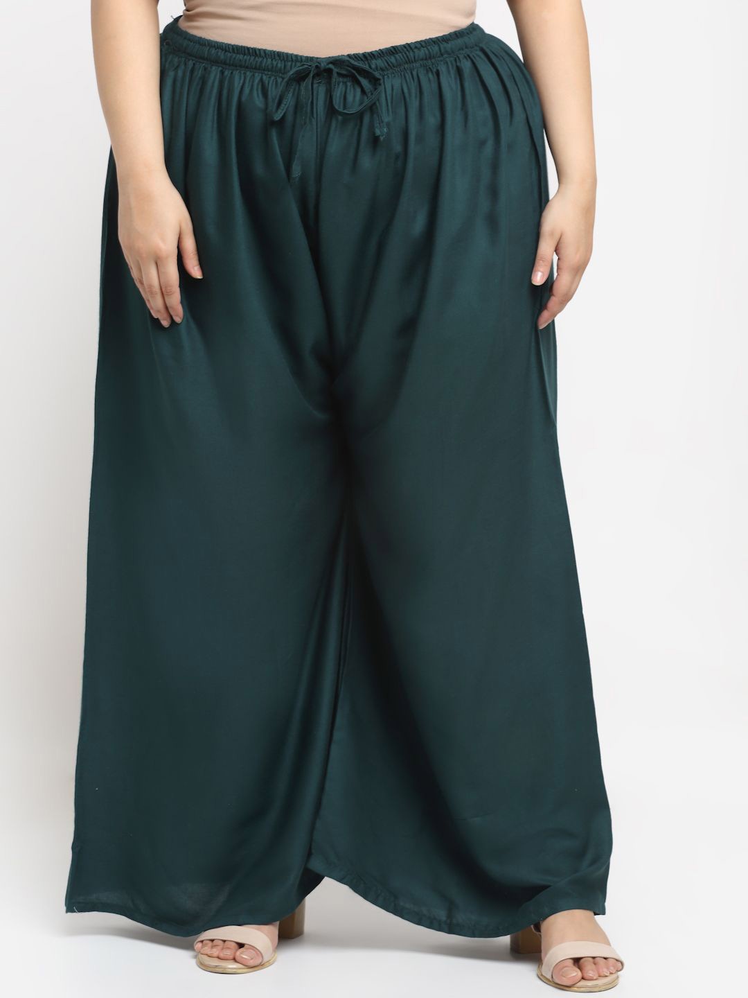 

STYLE PREZONE Women Wide Leg Ethnic Plus Size Palazzos, Green