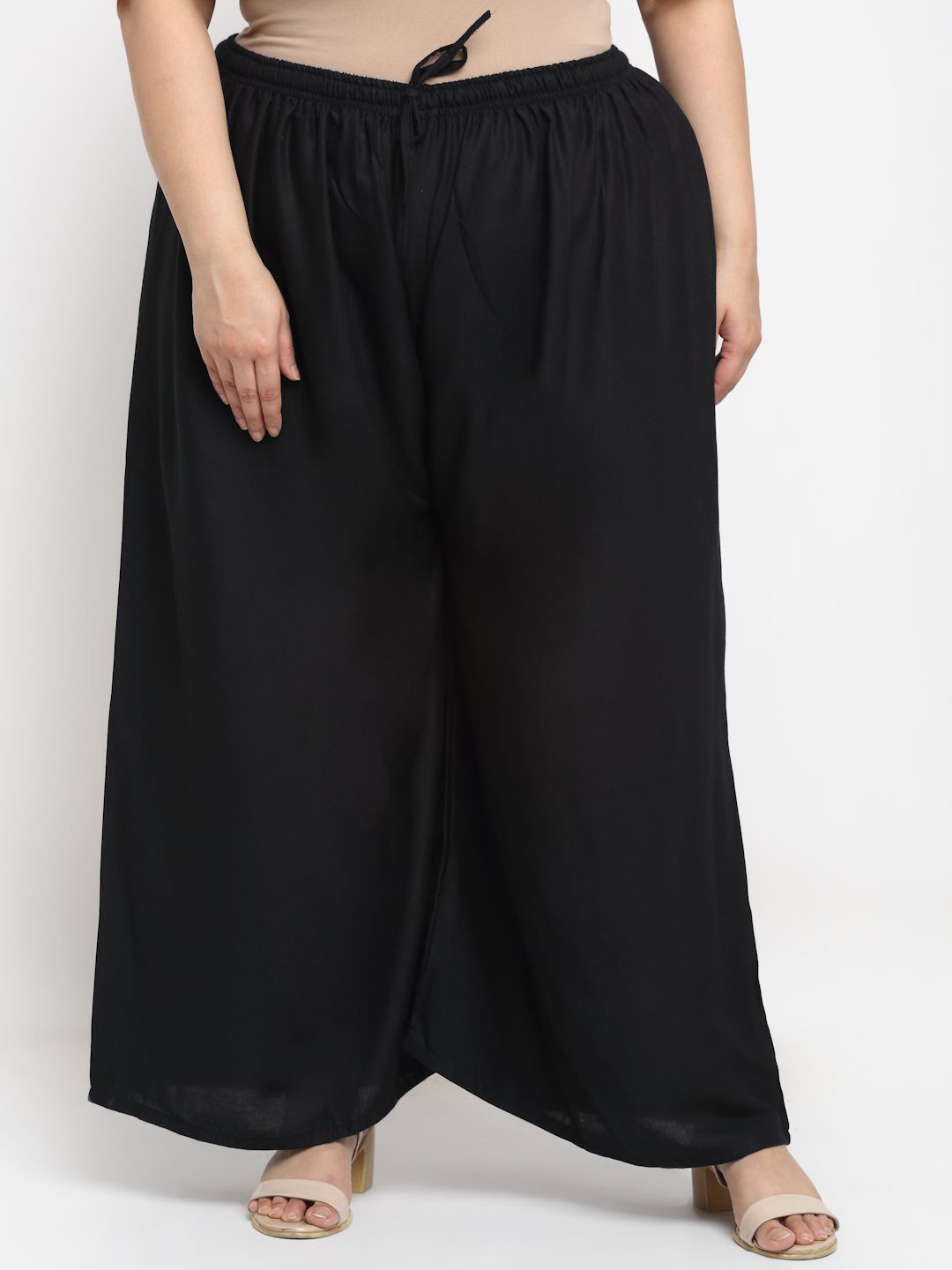 

STYLE PREZONE Women Wide Leg Ethnic Plus Size Palazzos, Black