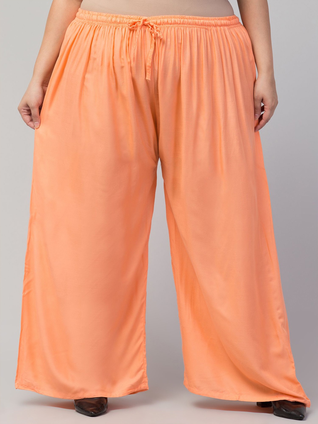 

STYLE PREZONE Women Wide Leg Ethnic Plus Size Palazzos, Peach