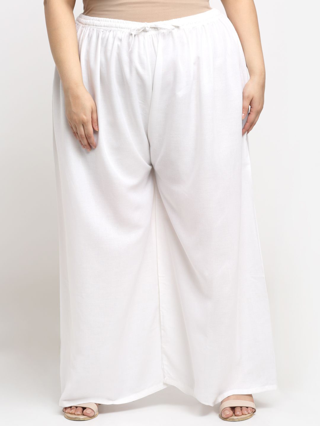 

STYLE PREZONE Women Wide Leg Ethnic Plus Size Palazzos, White