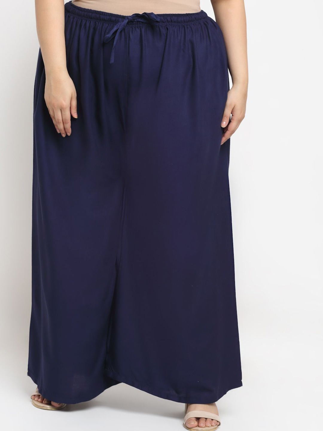 

STYLE PREZONE Women Plus Size Wide Leg Palazzos, Navy blue