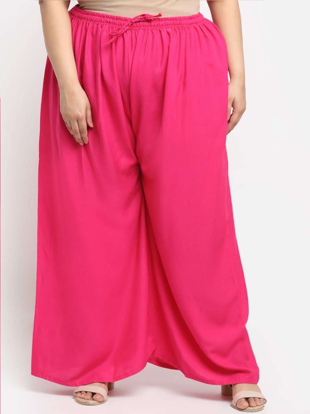 

STYLE PREZONE Women Wide Leg Drawstring Palazzos, Magenta