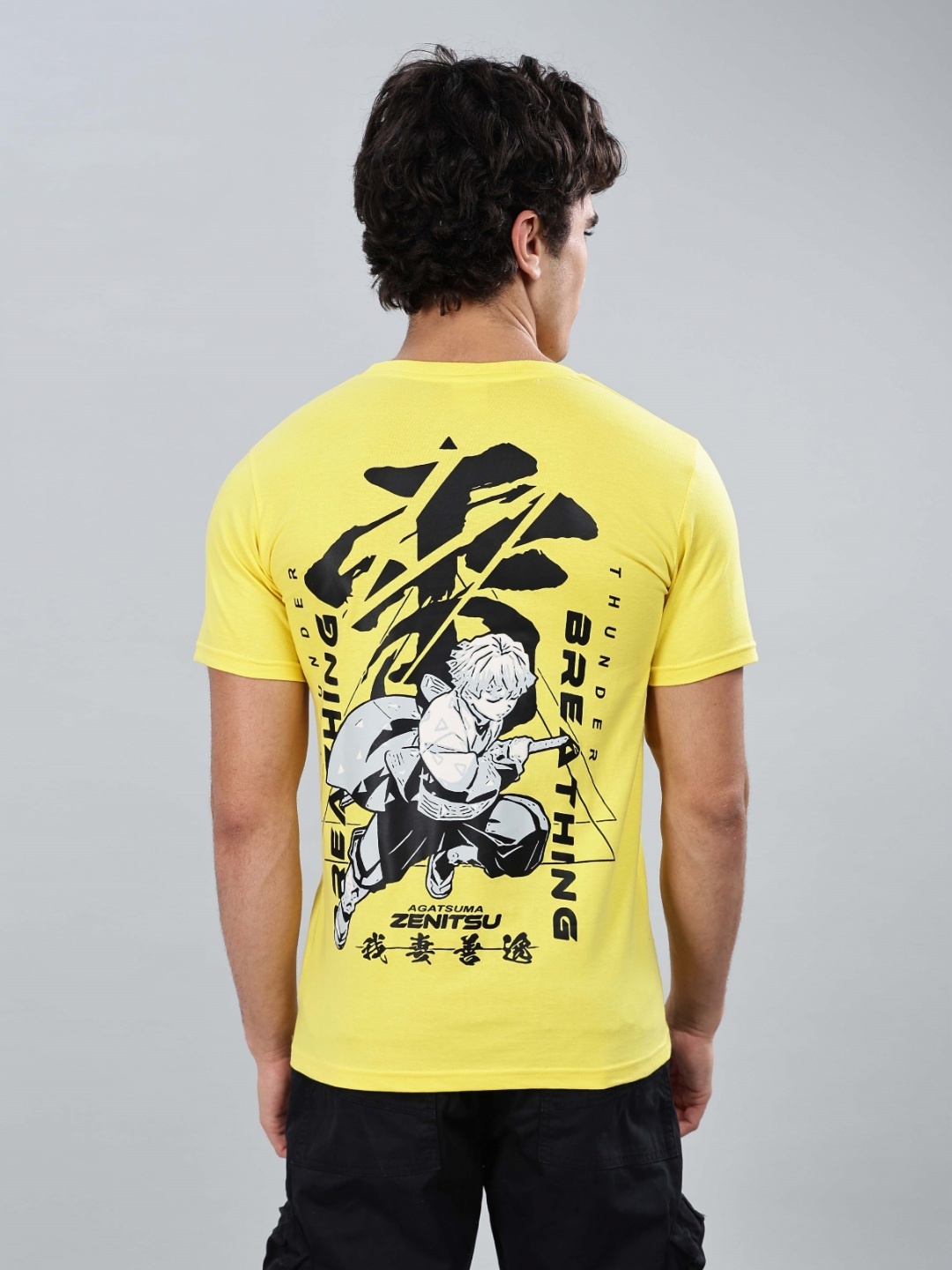 

TOMHIDDLE Men Graphic Printed Round Neck Slim Fit Cotton Naruto T-shirt, Yellow