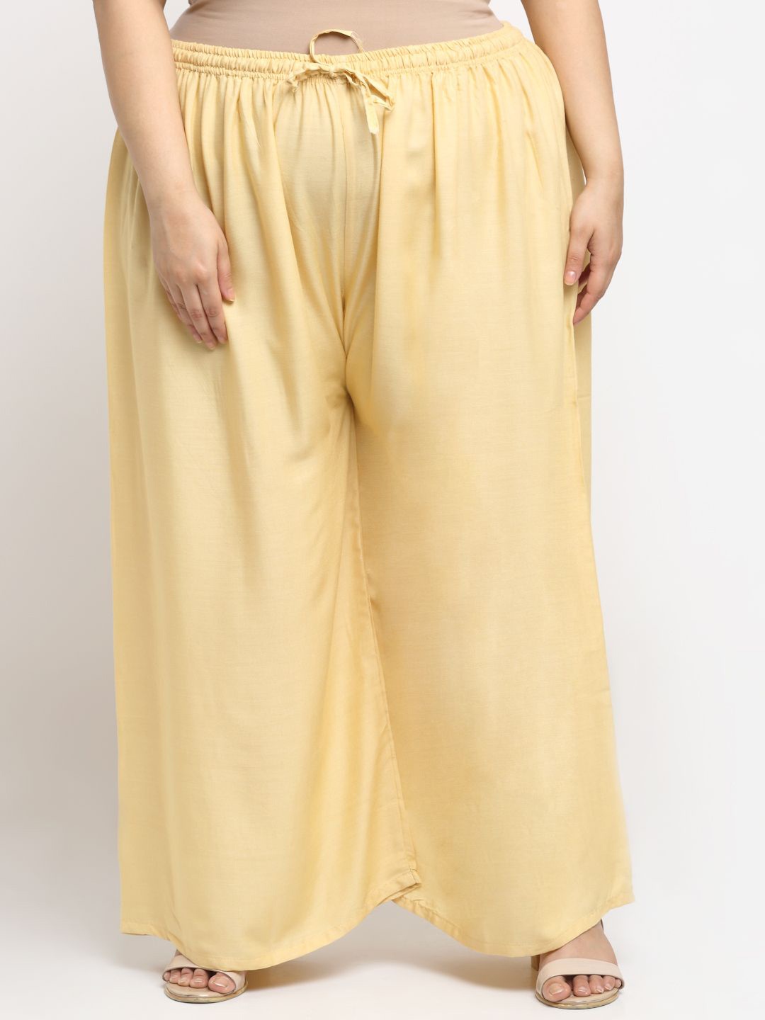 

STYLE PREZONE Women Wide Leg Ethnic Plus Size Palazzos, Beige