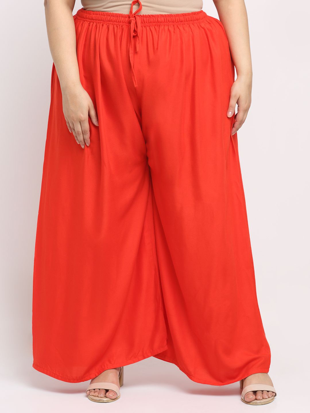 

STYLE PREZONE Women Wide Leg Ethnic Plus Size Palazzos, Red