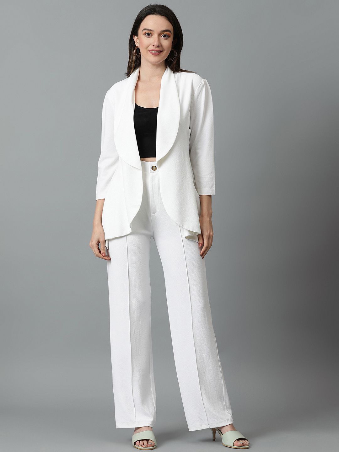 

Kotty White Shawl Neck Blazer & Trousers