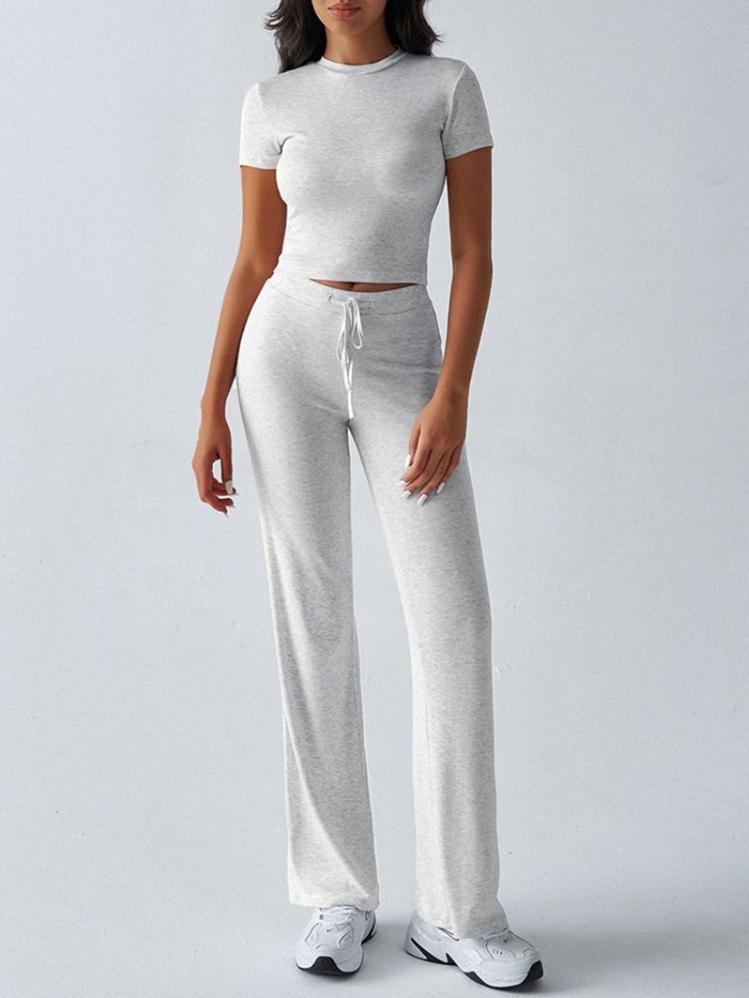 

StyleCast White Round Neck T-shirt With Trousers