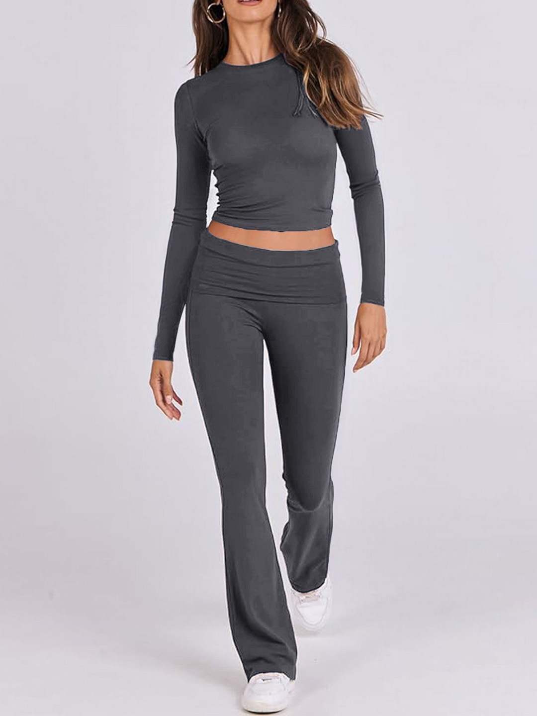 

StyleCast Charcoal Round Neck Top With Trousers