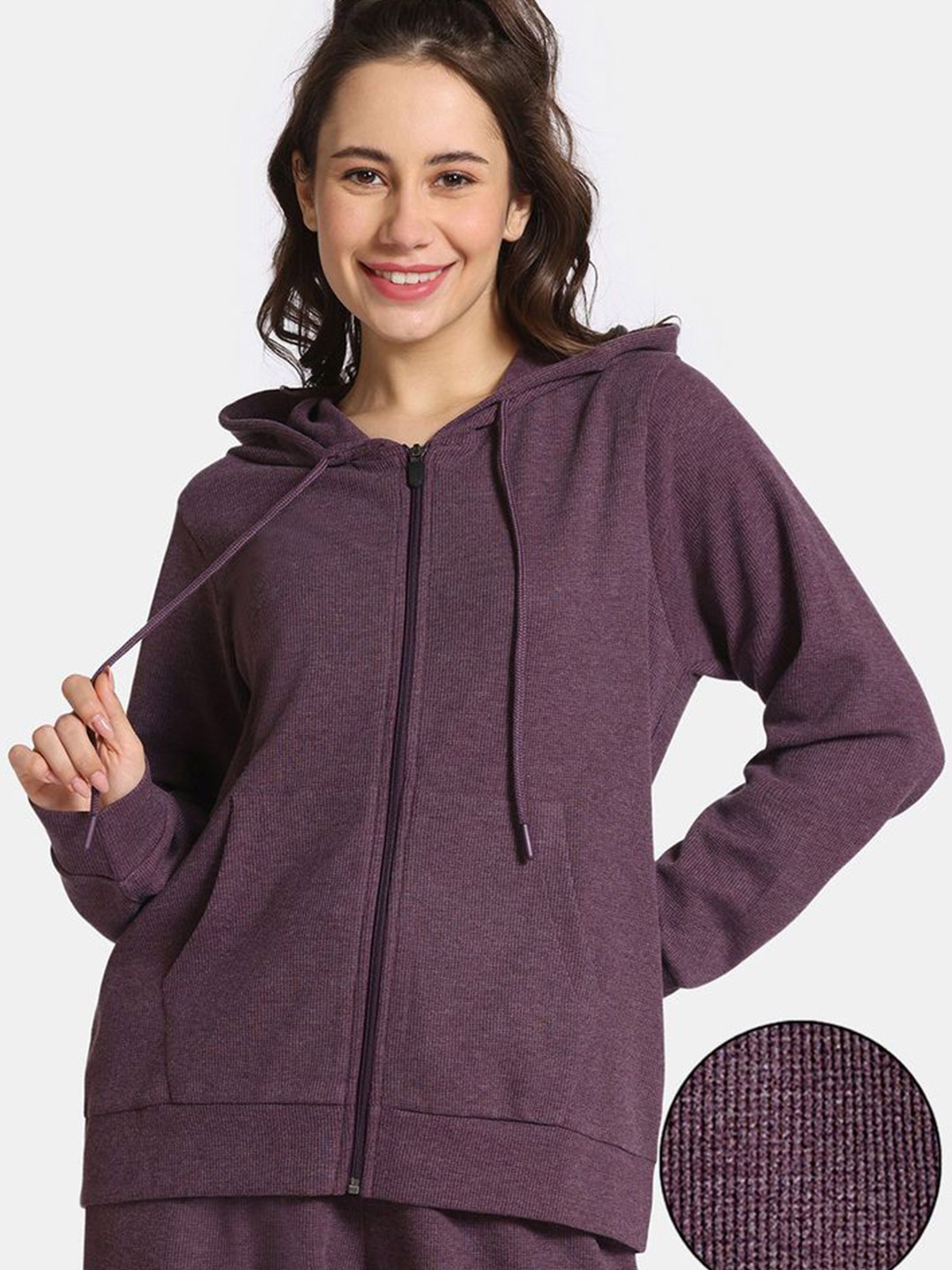 

Rosaline by Zivame Women Cotton Hooded Pullover Sweatshirt, Purple