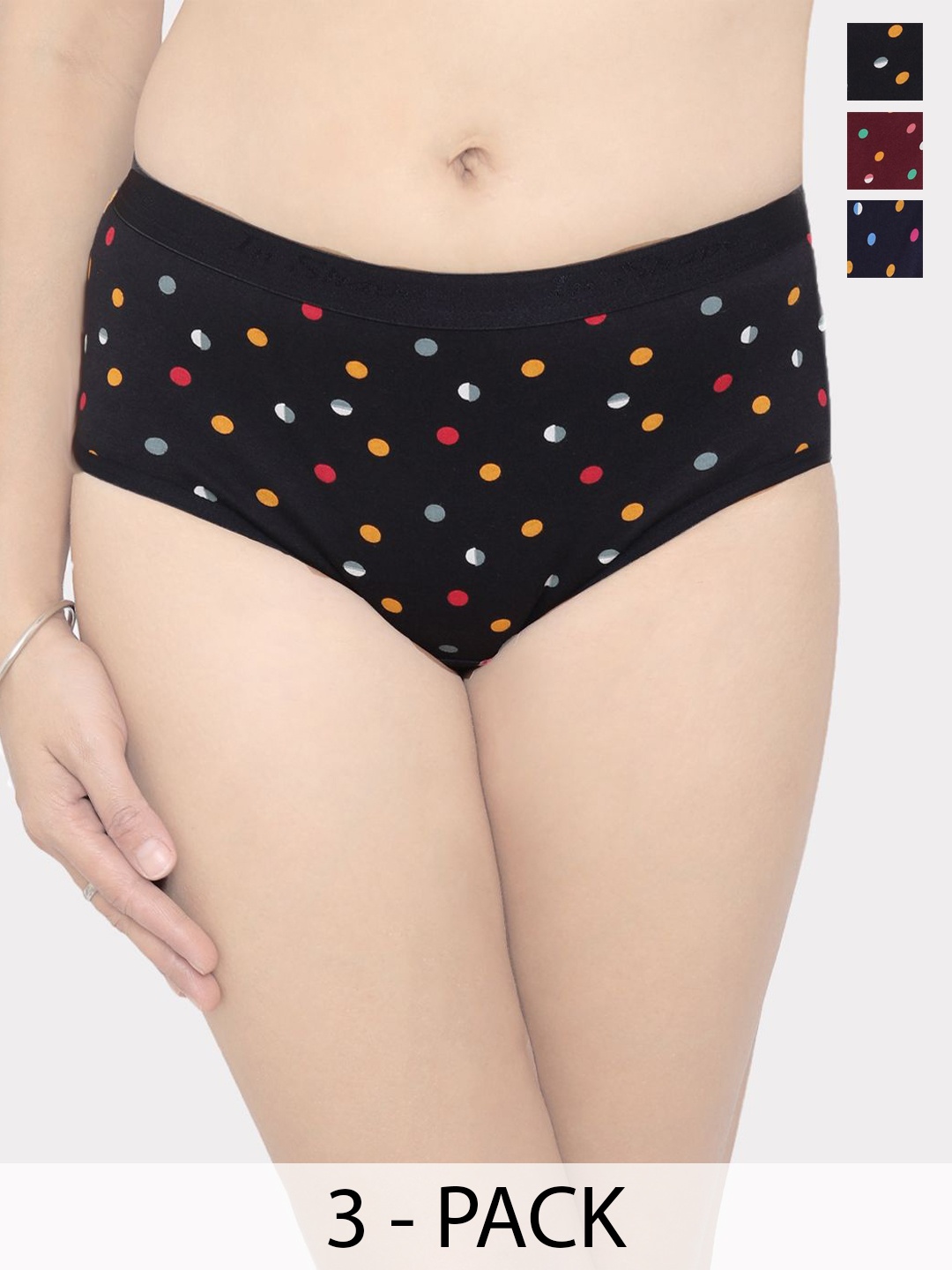 

In Care Women Pack Of 3 Printed Assorted Cotton Hipster Briefs