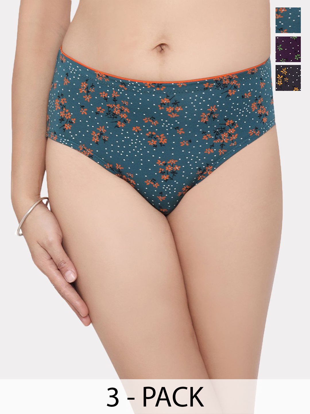 

In Care Women Pack Of 3 Printed Assorted Cotton Hipster Briefs