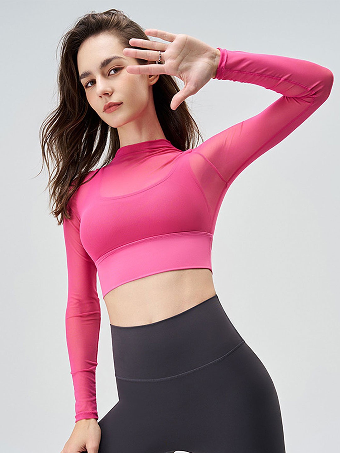 

LULU & SKY Women High Neck Fitted Crop Top, Pink