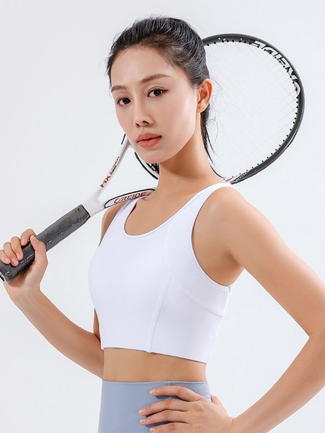 

LULU & SKY Women Scoop Neck Fitted Crop Top, White