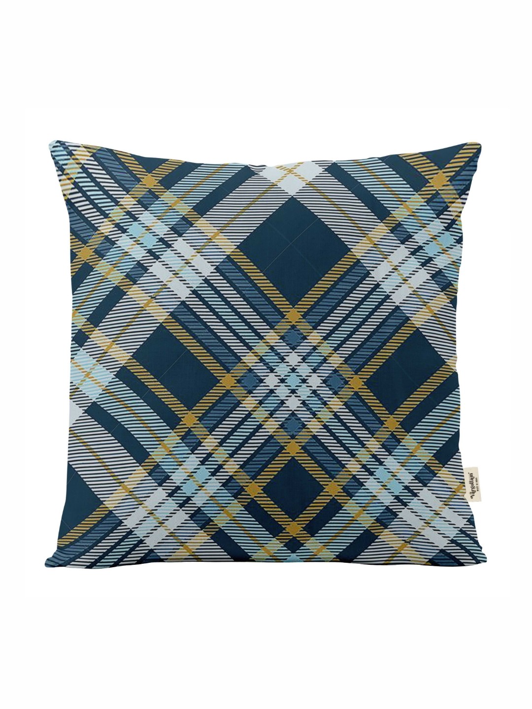 

Vargottam Blue & White Checked Linen Square Cushion Cover