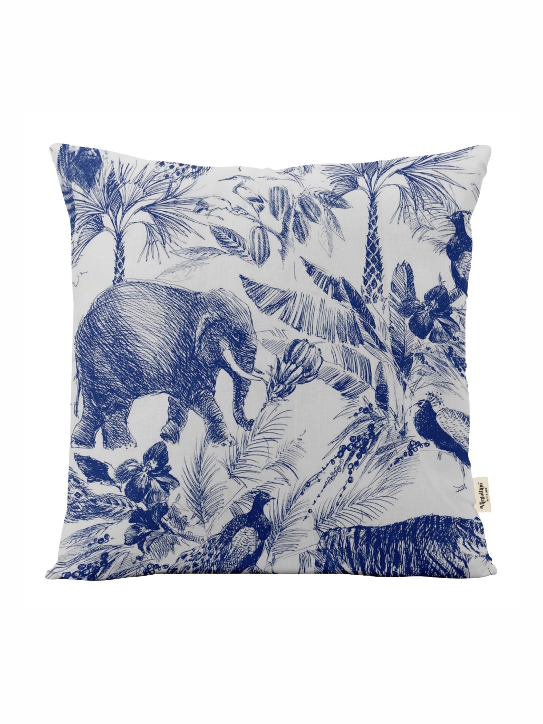 

Vargottam Blue & Off White Self Design Linen Square Cushion Cover