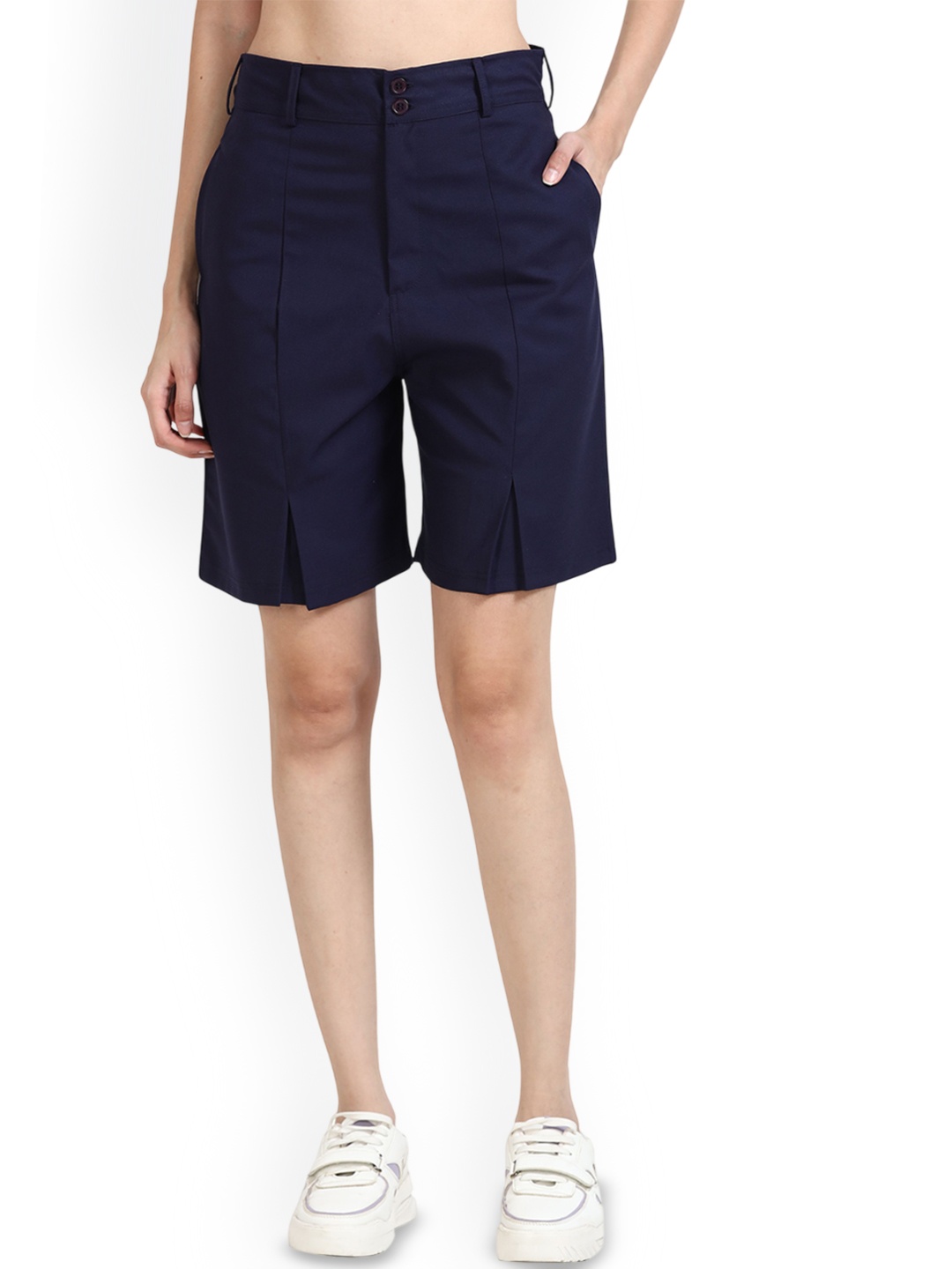 

ECOLINE Clothing Women Regular Fit Antimicrobial Cotton Shorts, Navy blue