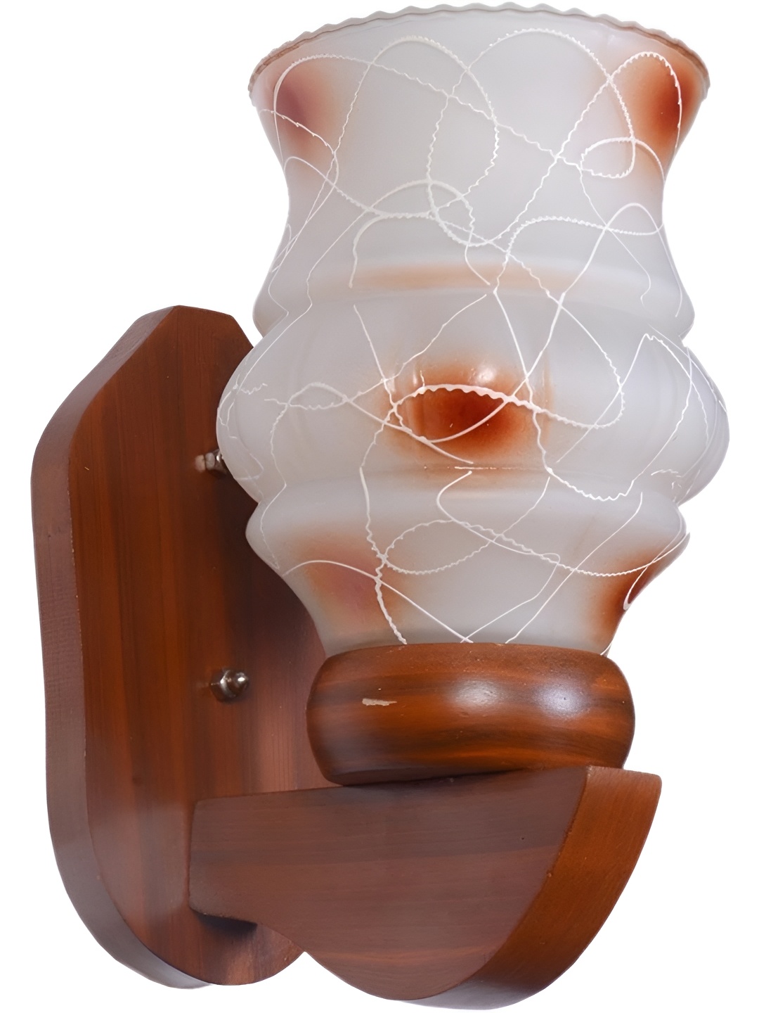 

Afast Brown & White Textured Contemporary Bell Shaped Wooden Wall Lamp
