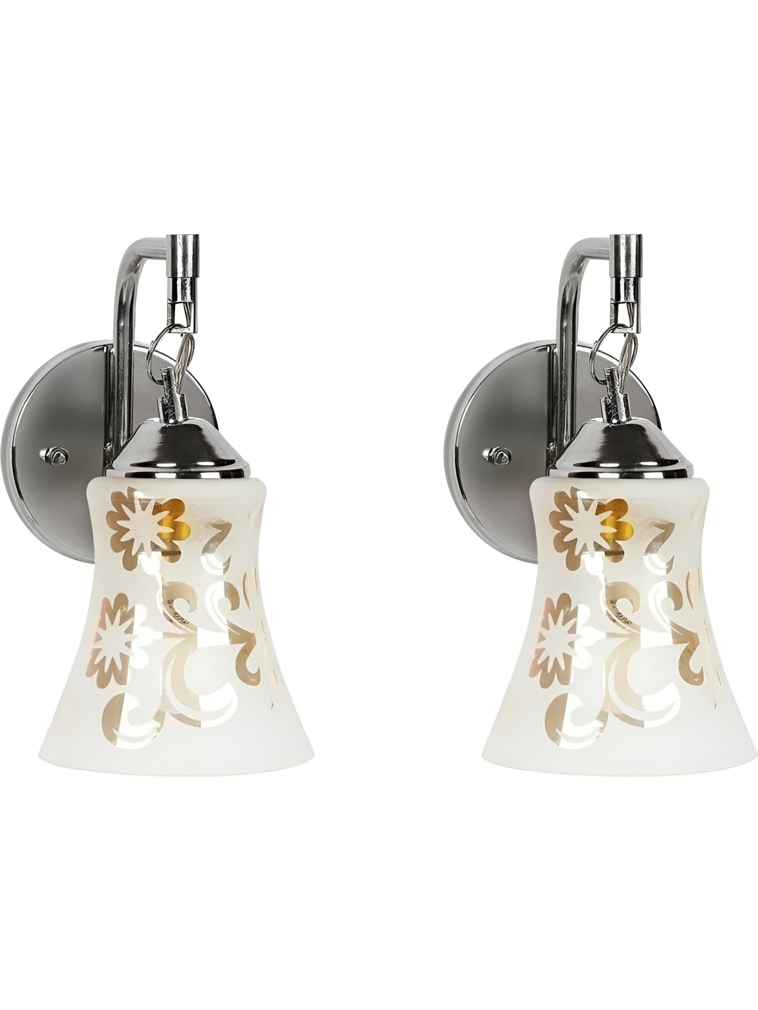 

Afast Silver-Toned & White 2 Pieces Floral Bell Shaped Metal Wall Lamps