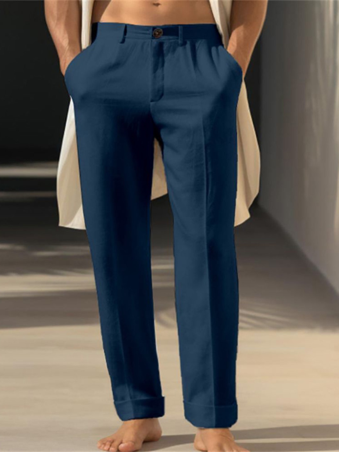 

StyleCast x Revolte Men Cotton Easy Wash Regular Fit Trousers, Navy blue