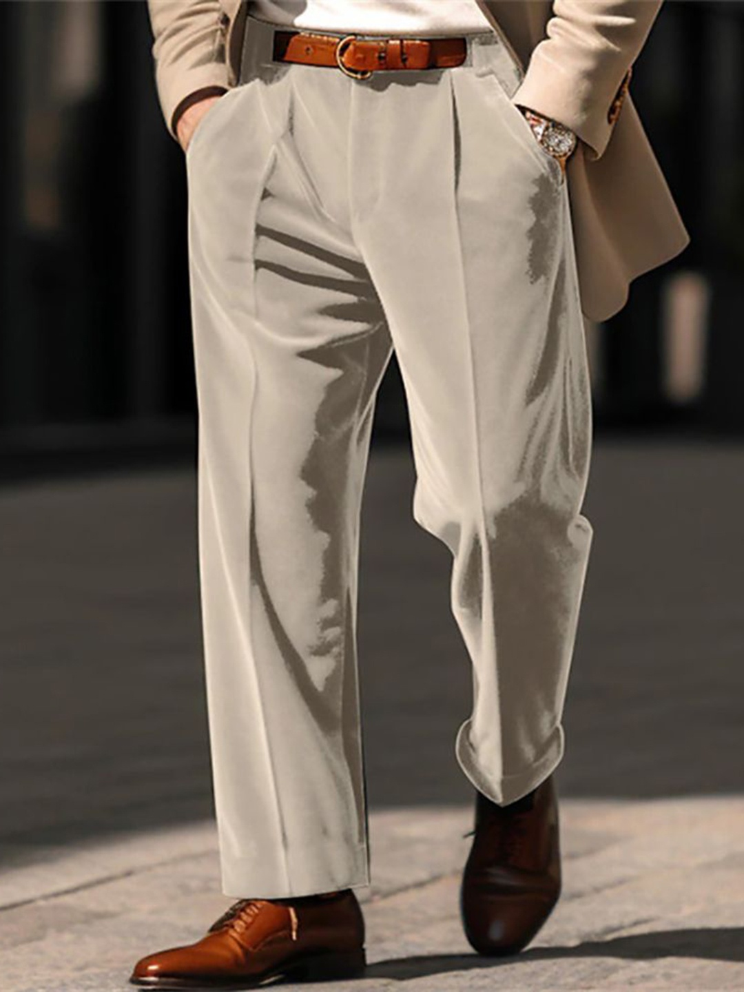 

StyleCast x Revolte Men Mid-Rise Trousers, Khaki