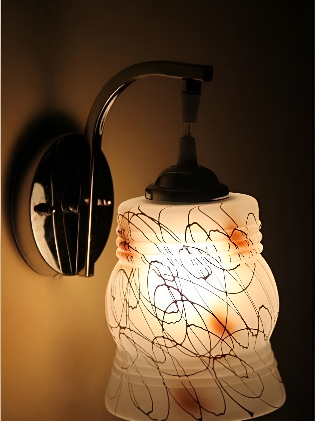 

Afast White & Brown Printed Metal Bell Shaped Wall Lamp