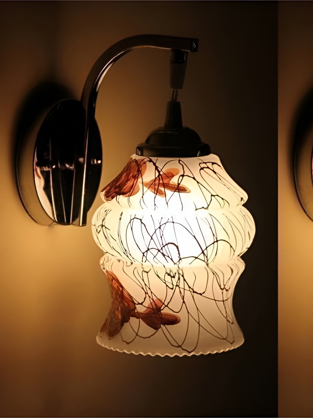 

Afast White & Brown Printed Metal Wall Lamp