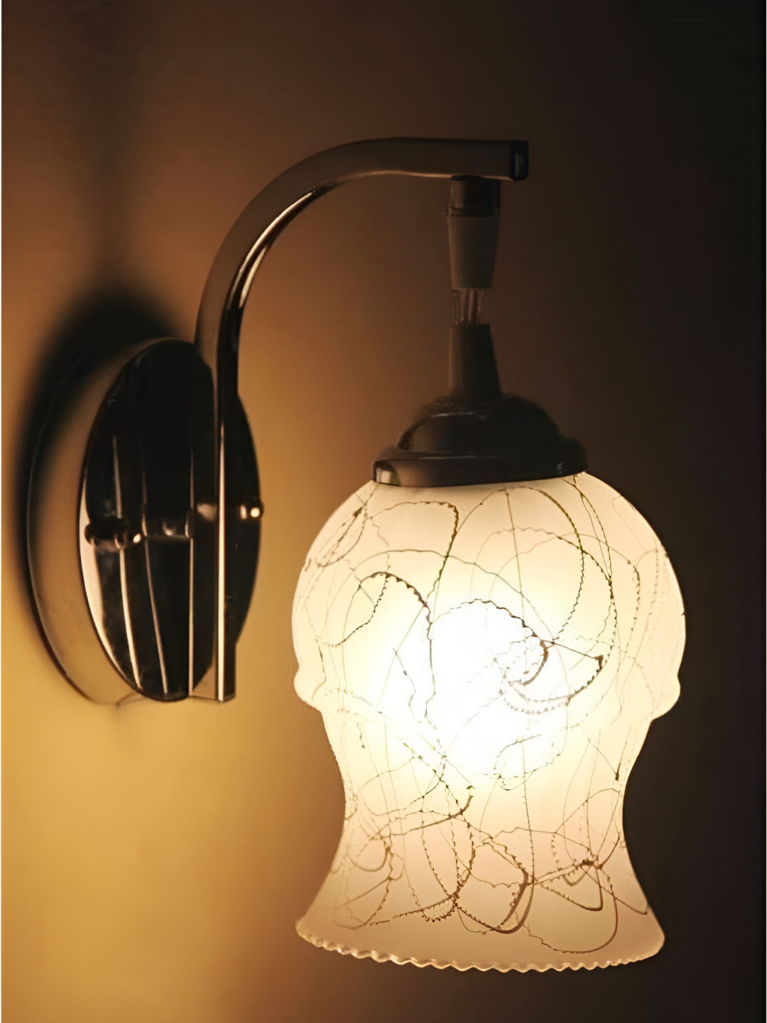 

Afast White & Silver Toned Printed Metal Wall Lamp