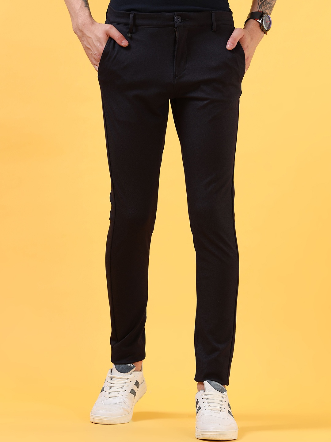

THINC Men Slim Fit Trousers, Navy blue