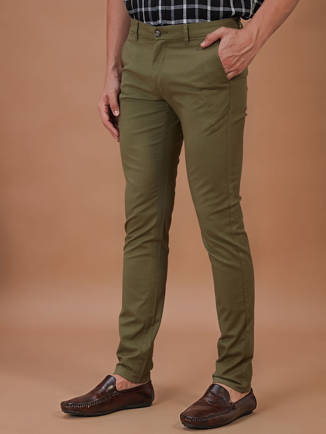 

THINC Men Mid-Rise Trousers, Olive