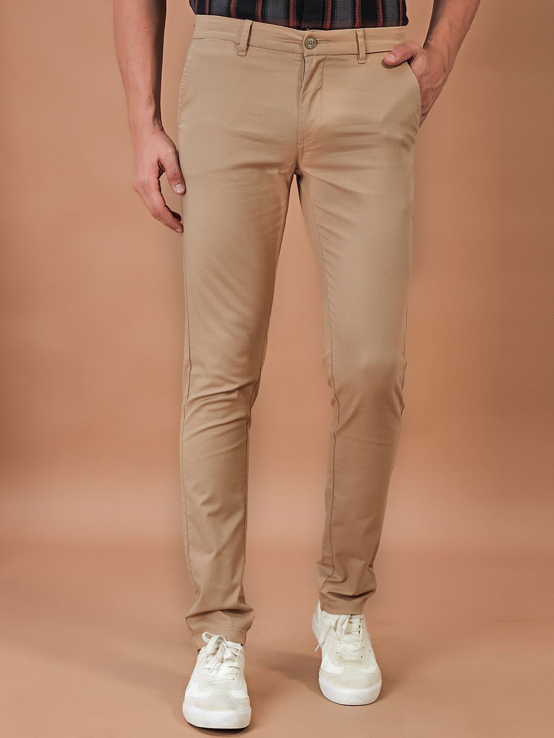 

THINC Men Mid-Rise Trousers, Khaki