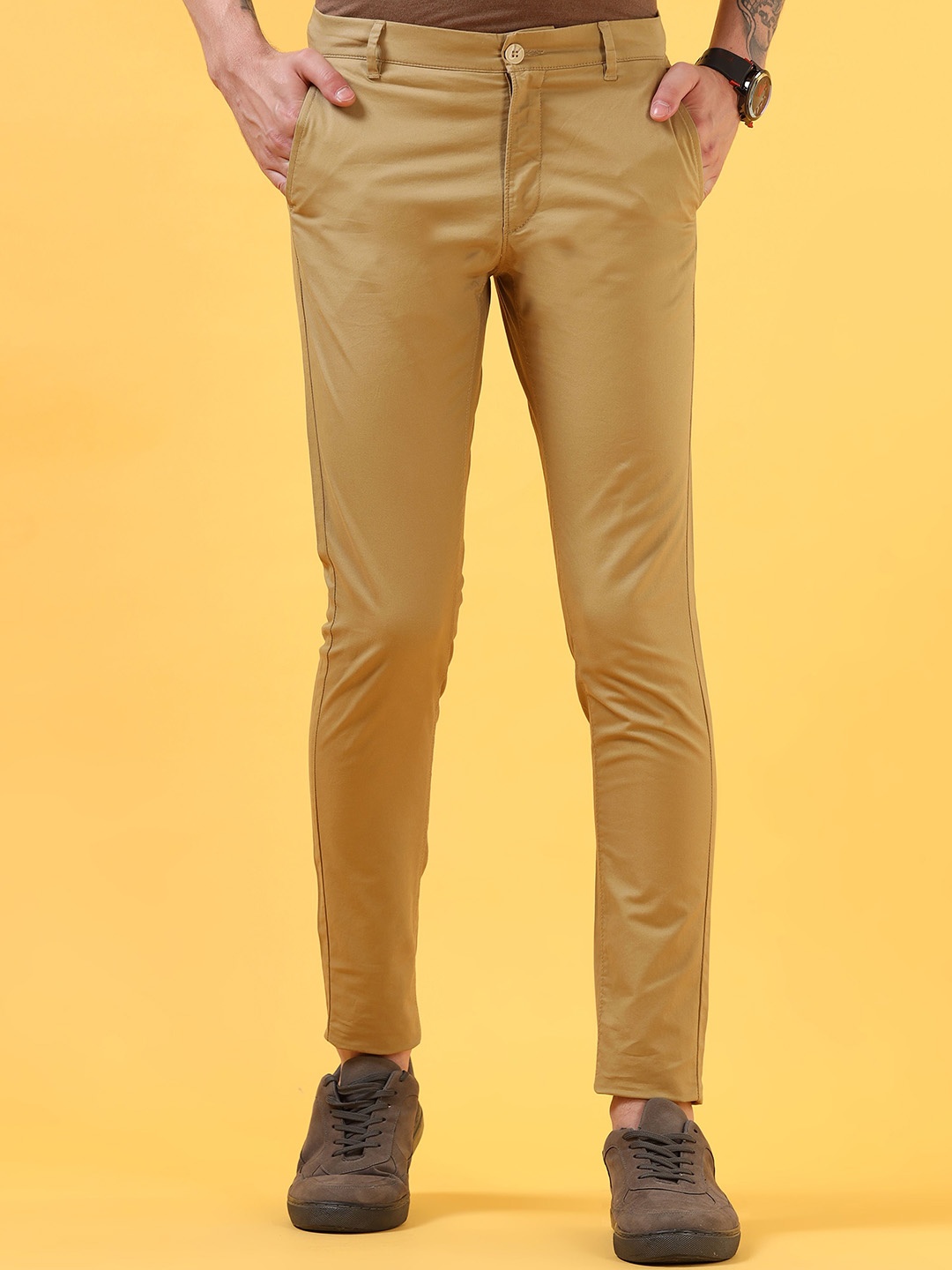 

THINC Men Slim Fit Trousers, Khaki
