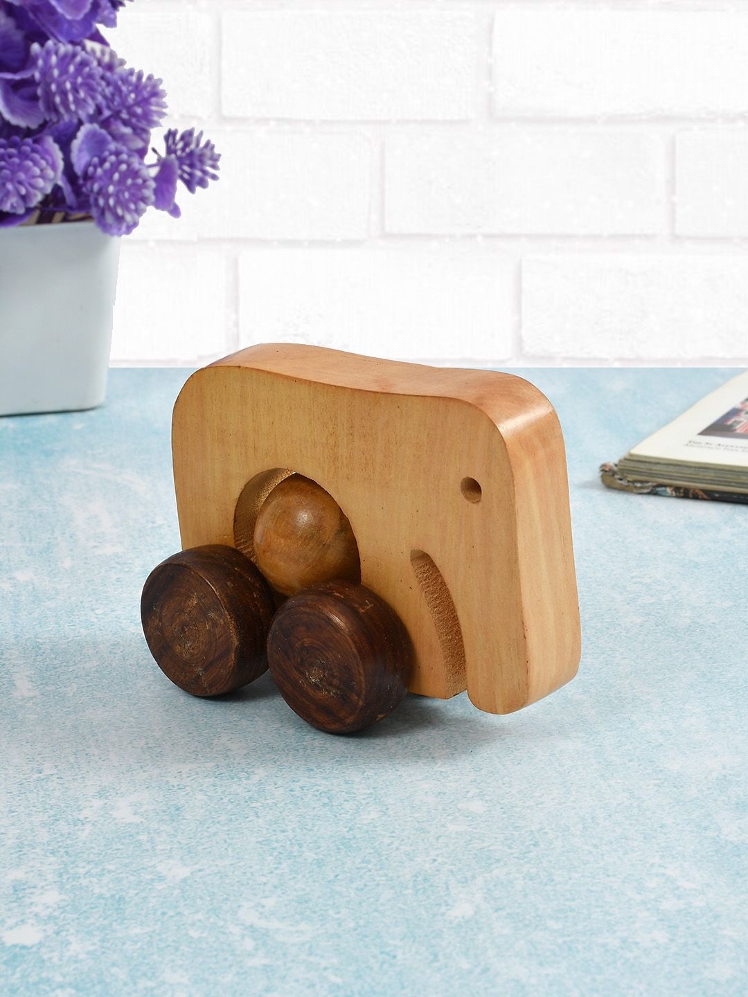 

CLIO'S HERITAGE STORE Kids Handmade Wooden Elephant Toy, Brown