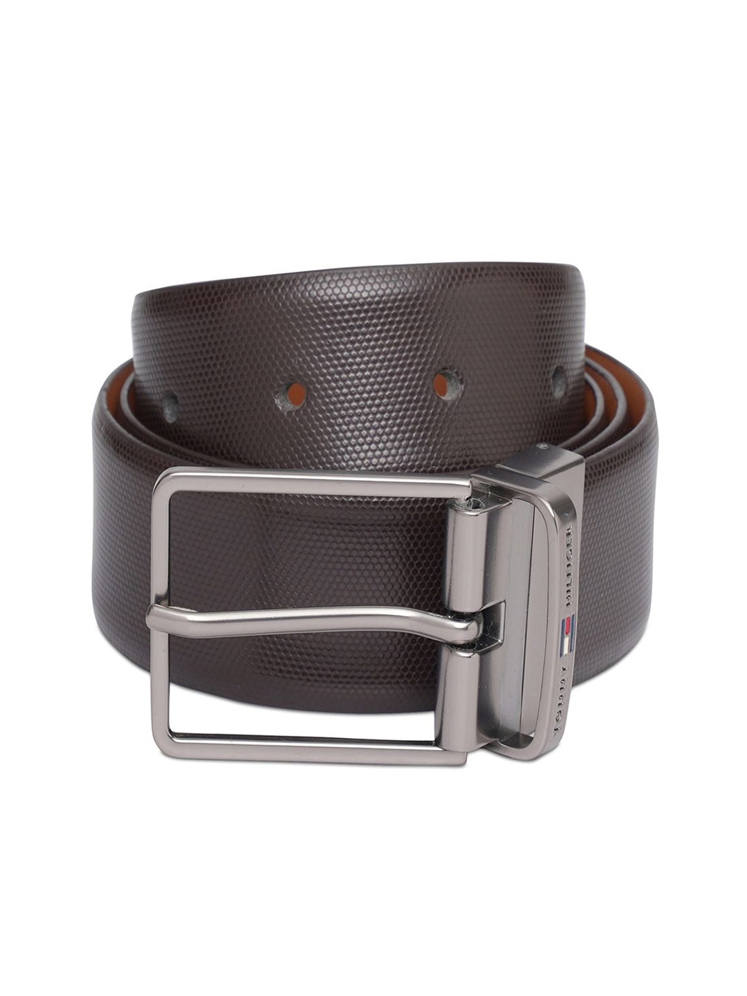 

Tommy Hilfiger Men Textured Leather Reversible Belt, Brown