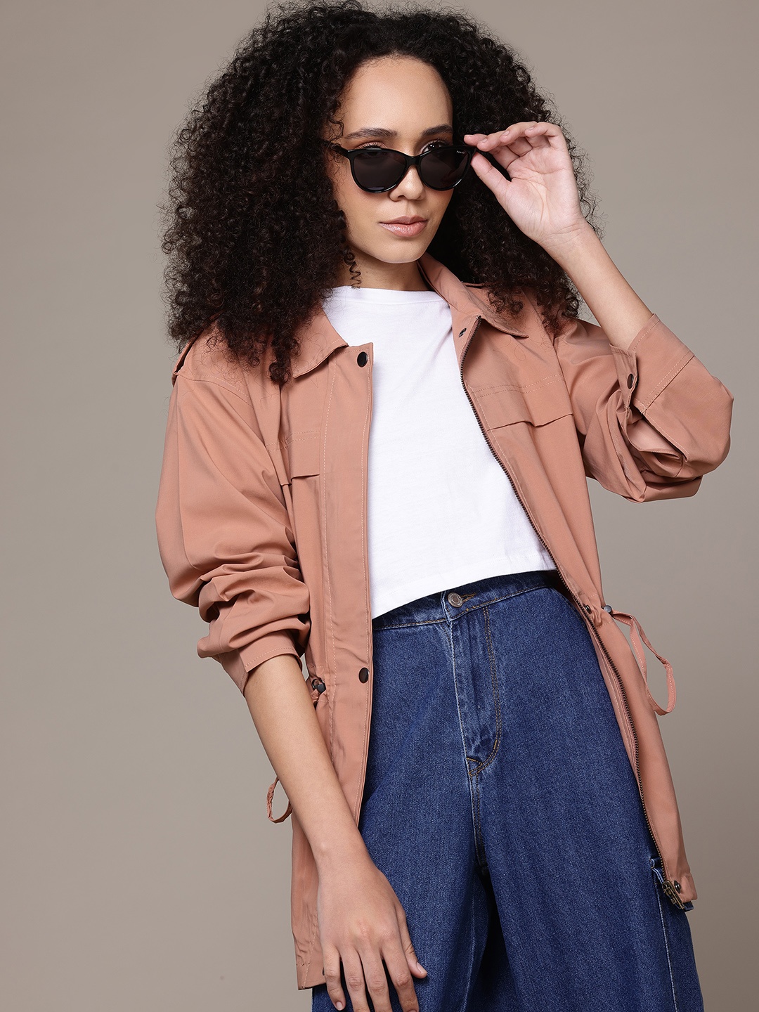 

The Roadster Lifestyle Co. Windcheater Longline Tailored Jacket, Peach