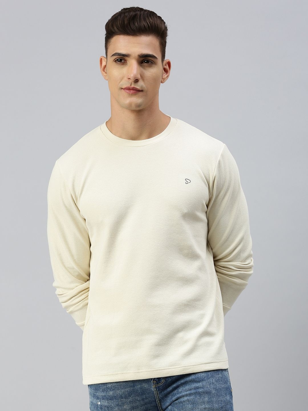 

SPORTO Men Round Neck Pullover Sweatshirt, Cream