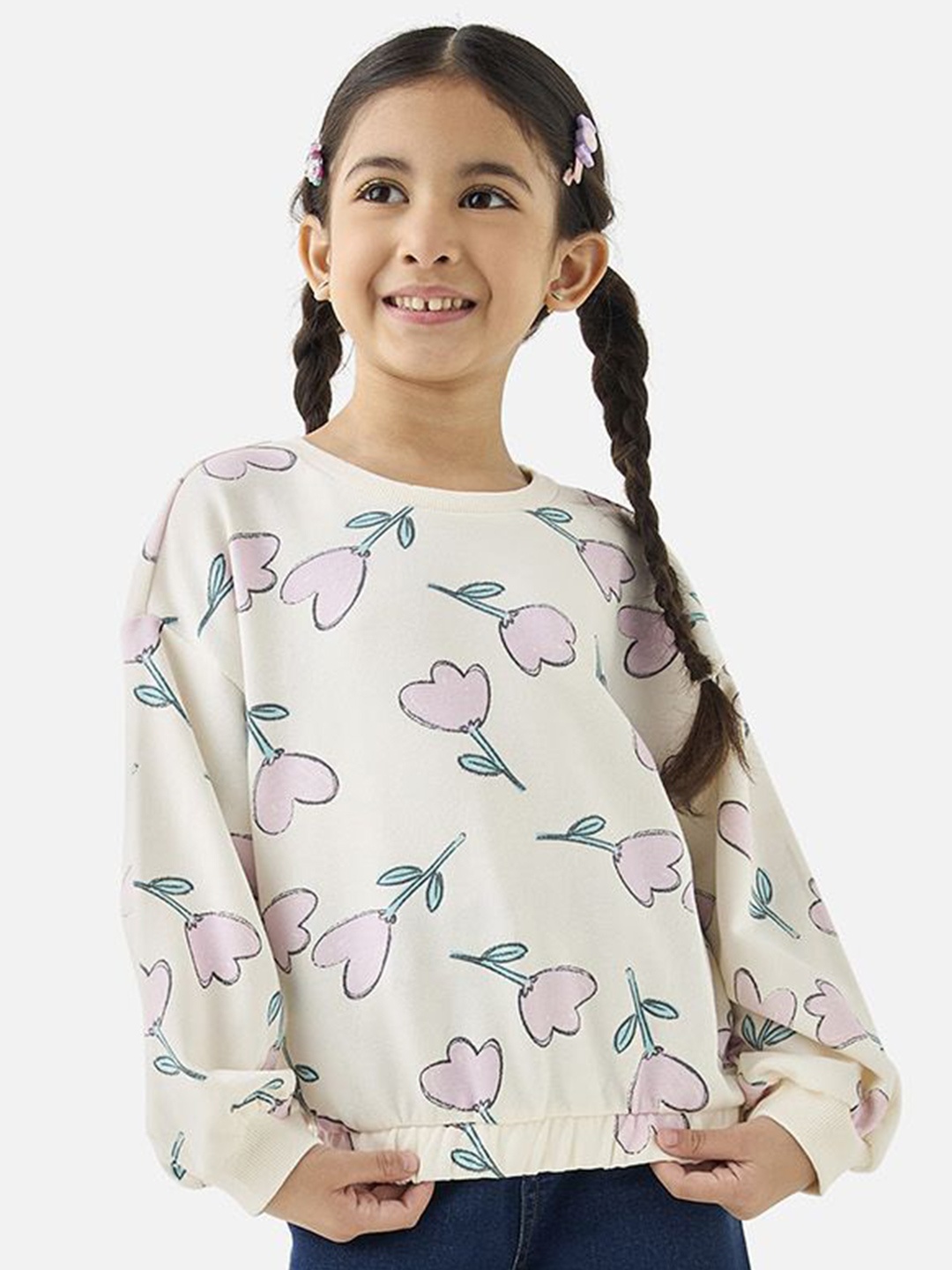 

Juniors by Babyshop Girls Printed Cotton Sweatshirt, White