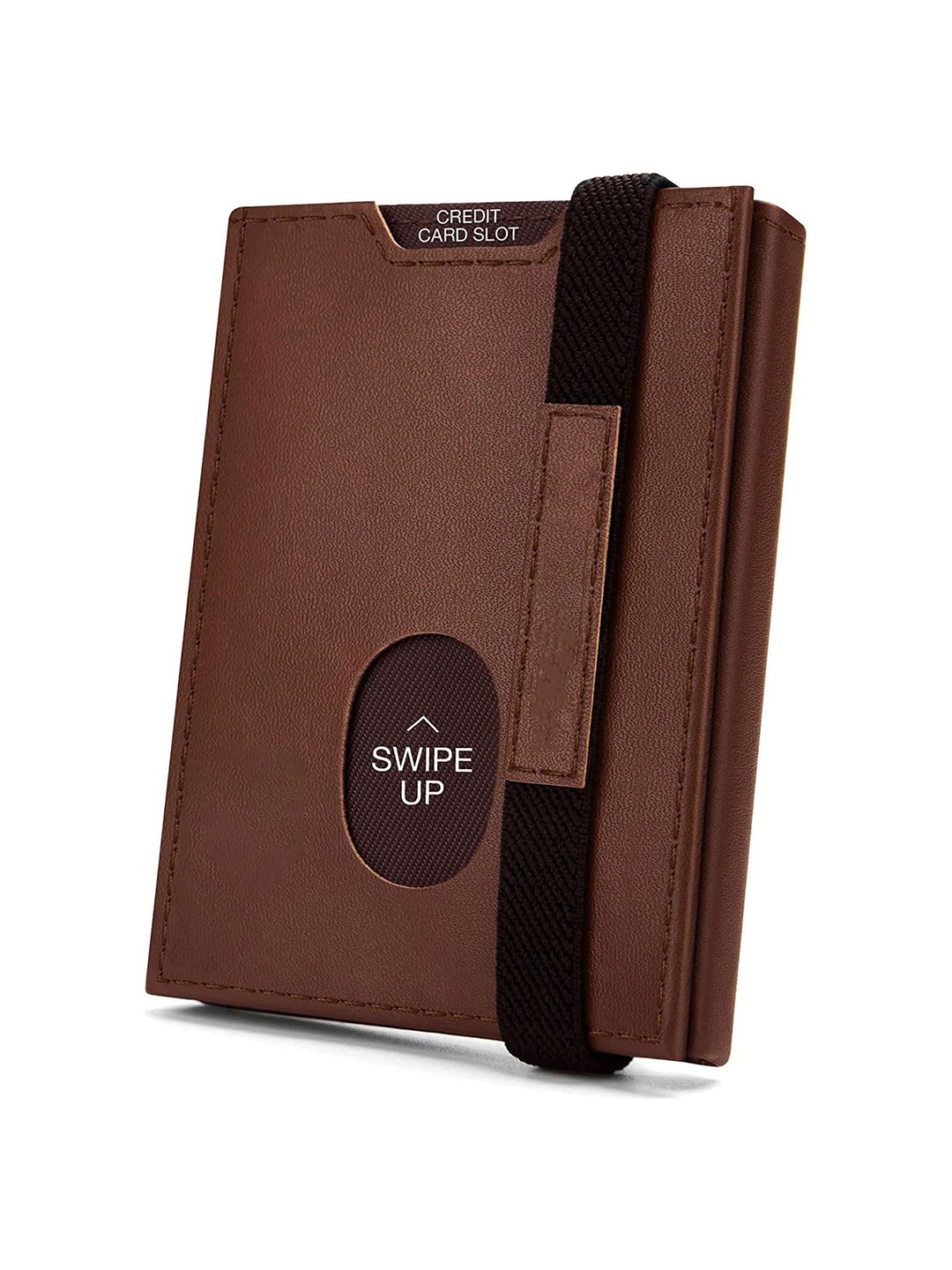 

CONTACTS Unisex Leather Three Fold Wallet, Brown