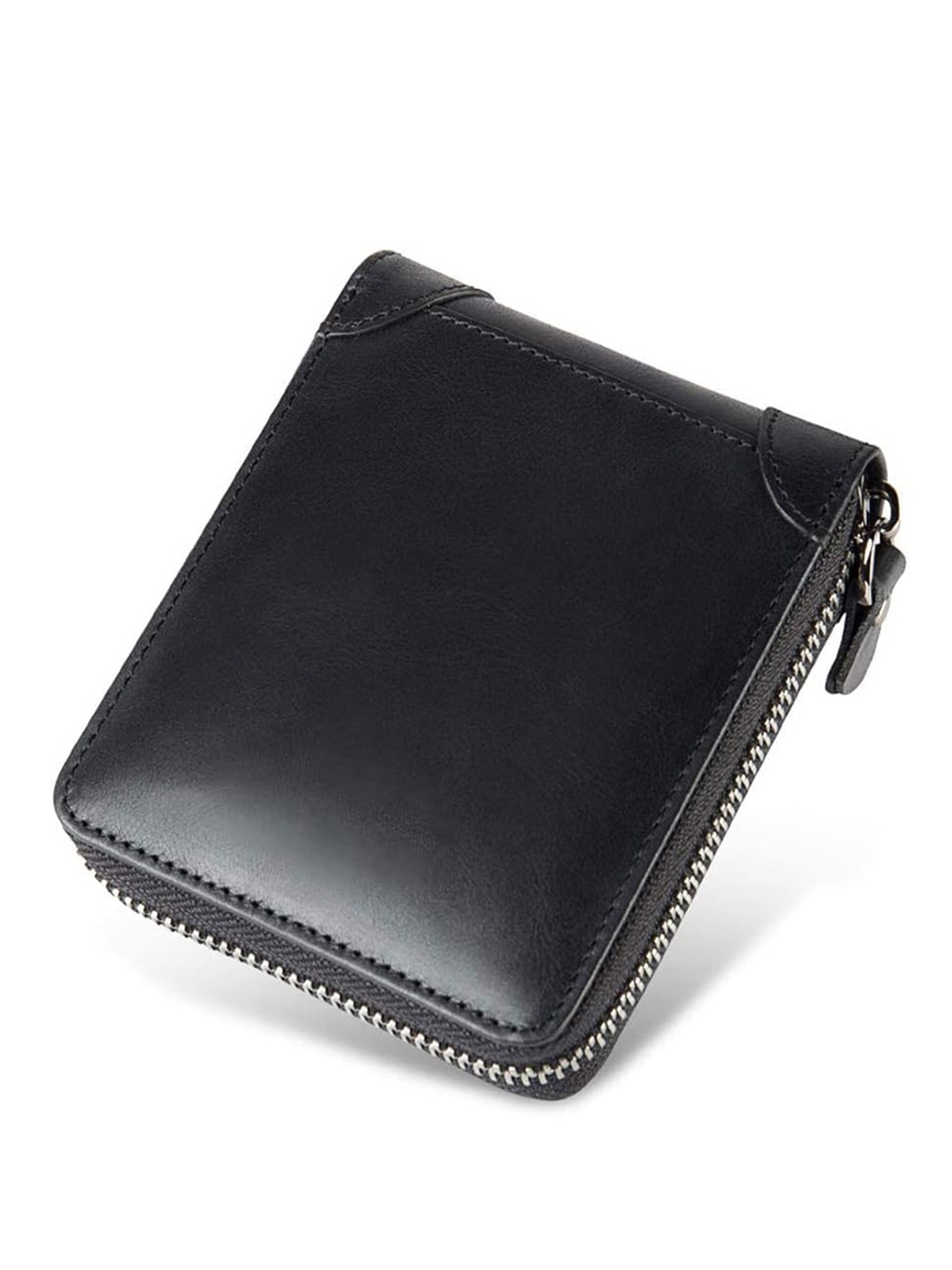 

CONTACTS Men Leather Two Fold Wallet, Black