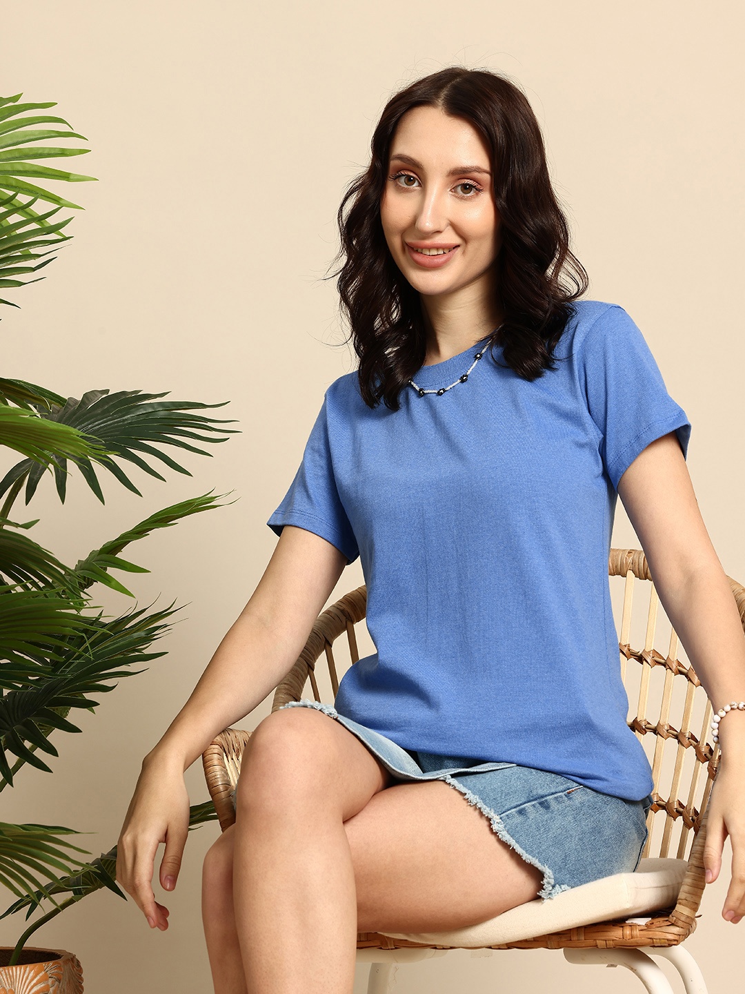 

Mast & Harbour Drop-Shoulder Sleeves Relaxed Fit T-shirt, Blue