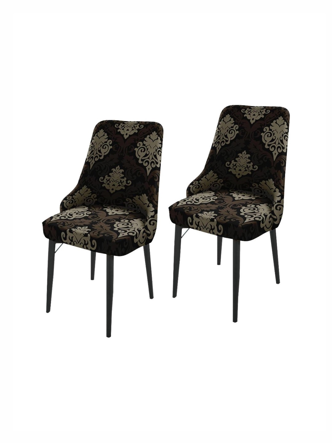 

HOUSE OF QUIRK Black & Brown 2 Pieces Printed Wingback Side Chair Covers
