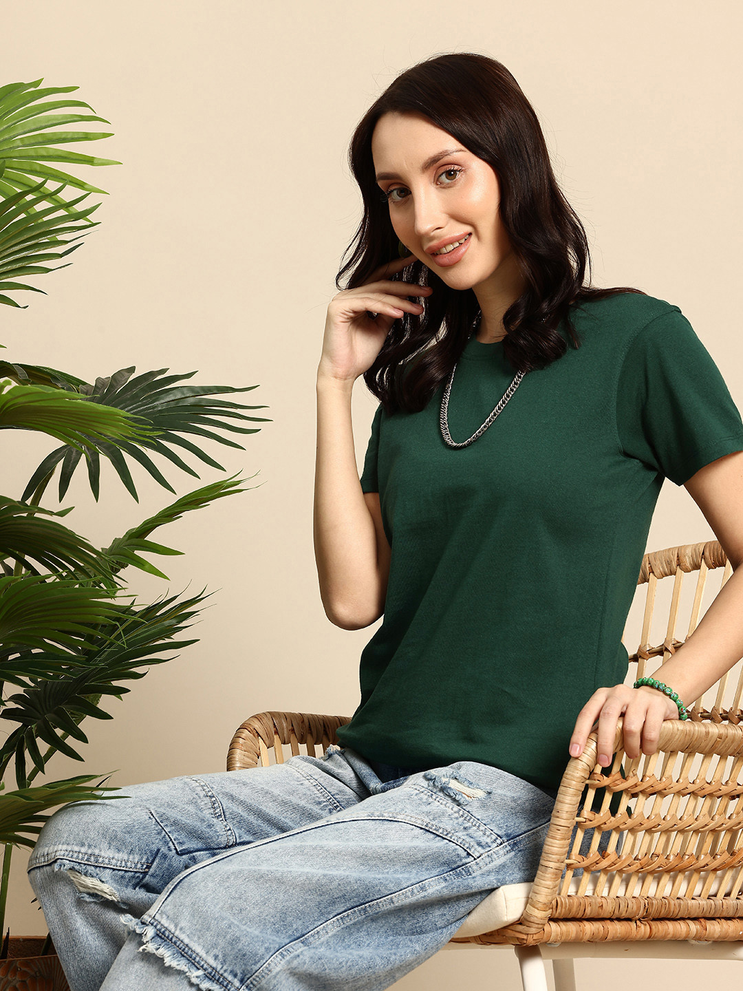 

Mast & Harbour Short Sleeves Round Neck T-shirt, Green