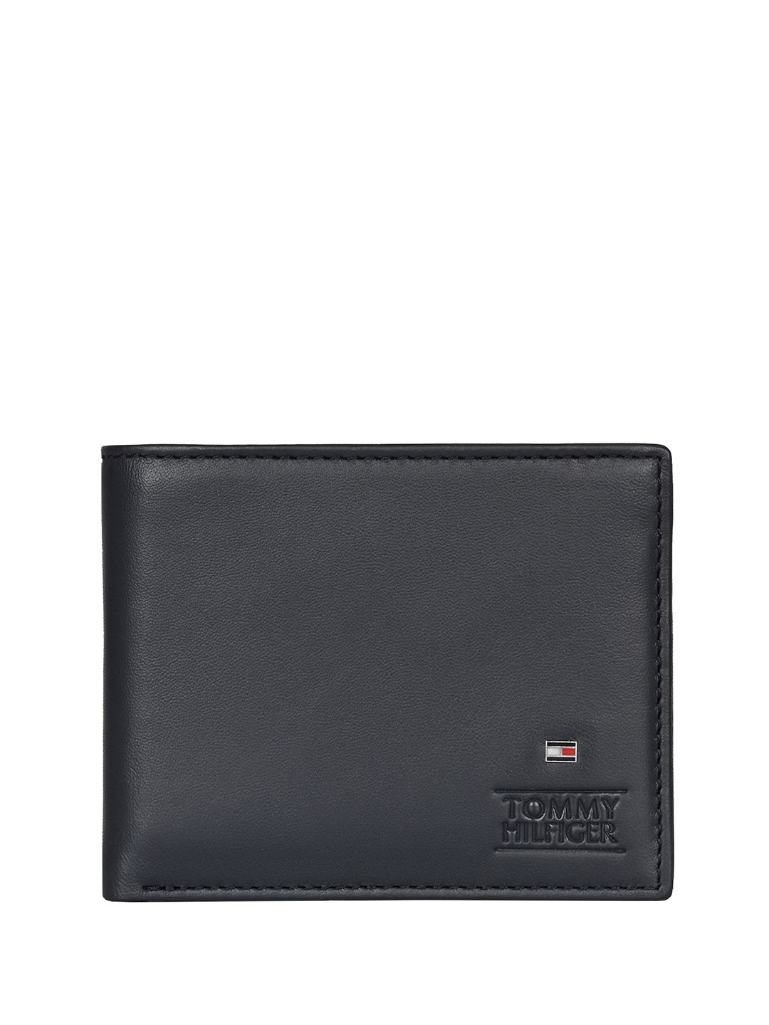 

Tommy Hilfiger Men Textured Leather Two Fold Wallet, Navy blue